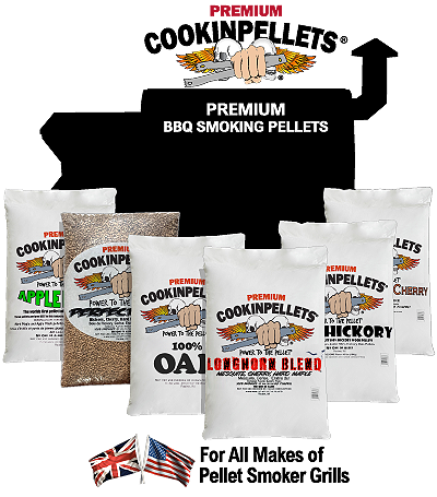 Premium BBQ Smoker Pellets for ALL makes of Smoker Grills - Perfect Mix. 100% Hickory. Apple Mash. 100% Black Cherry. 100% Oak. Longhorn Mesquite.