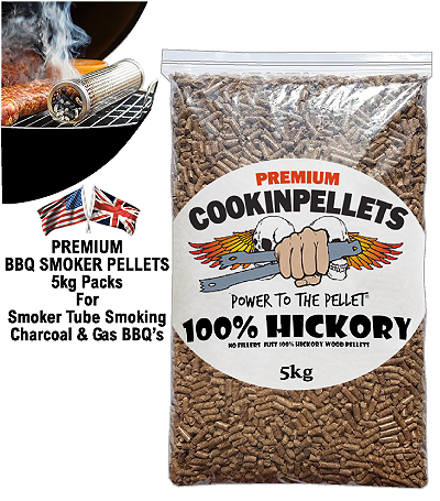 1x 5kg SINGLE BUY - Premium 100%HickorySmokerPellets for BBQ Pellet Smoker Tubes