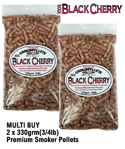 100% Black Cherry Premium Smoker Pellets 2x330grm(3/4lb)