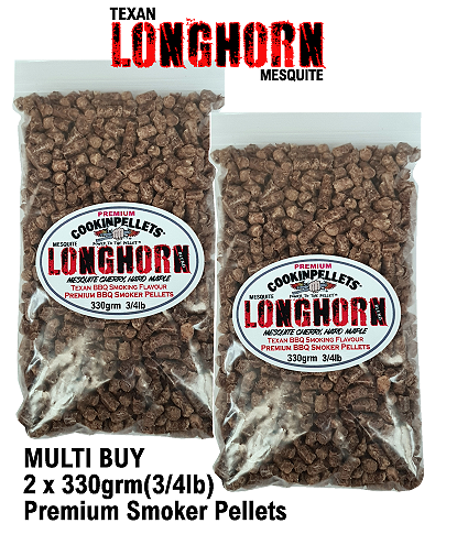 Longhorn Mesquite Texan Premium Smoker Pellets 2x330grm(3/4lb)