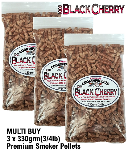 100% Black Cherry Premium Smoker Pellets 3x330grm(3/4lb)