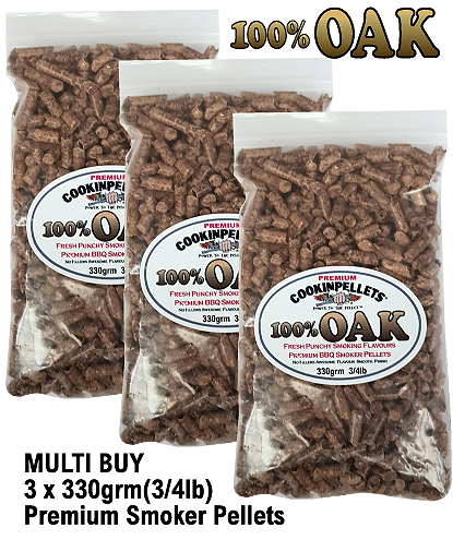 100% Oak Premium Smoker Pellets 3x330grm(3/4lb)
