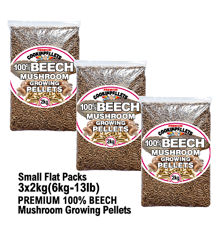 3x2kg Premium 100% Beech Mushroom Growing Pellets