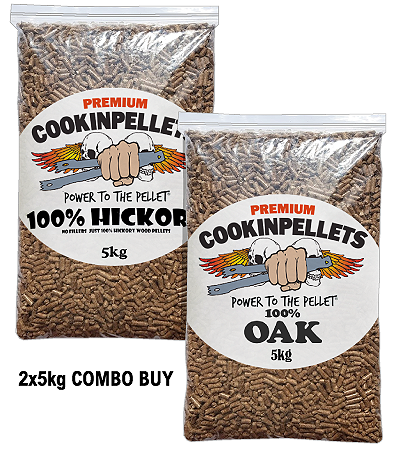 2x5kg COMBO BUY - Premium 100%Hickory+100%OAKSmoker Pellets for BBQ Pellet Smoker Tubes