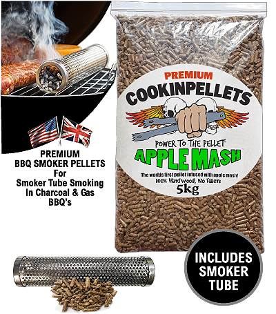 1x5kg COMBO BUY - Premium AppleMashSmokerPellets + 9\" BBQ Smoker Tube