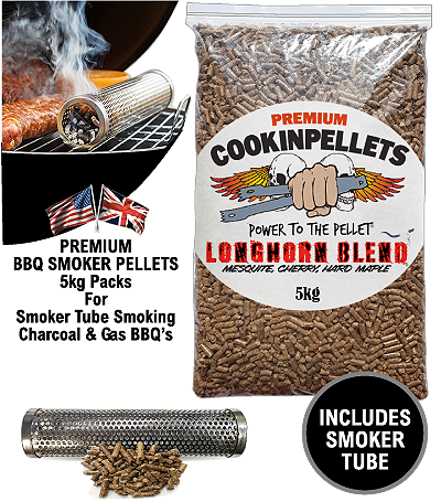 1x5kg COMBO BUY - Premium LonghornMesquiteSmokerPellets PLUS . . 9inch BBQ Smoker Tube