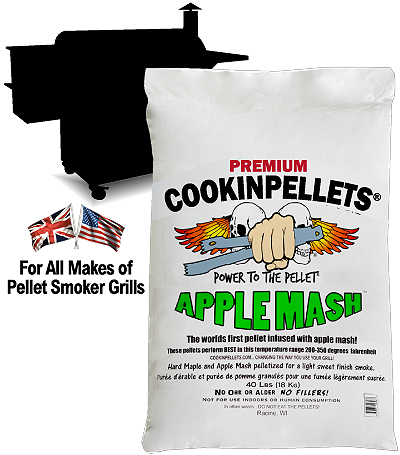 1x18kg SINGLE BUY - PREMIUM . . . . . . . AppleMashSmoking Pellets for all makes BBQ Smoker Grills