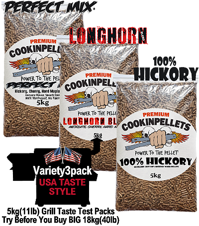 CookinPellets Premium 5kg Variety3Pack American Smoker Taste Style